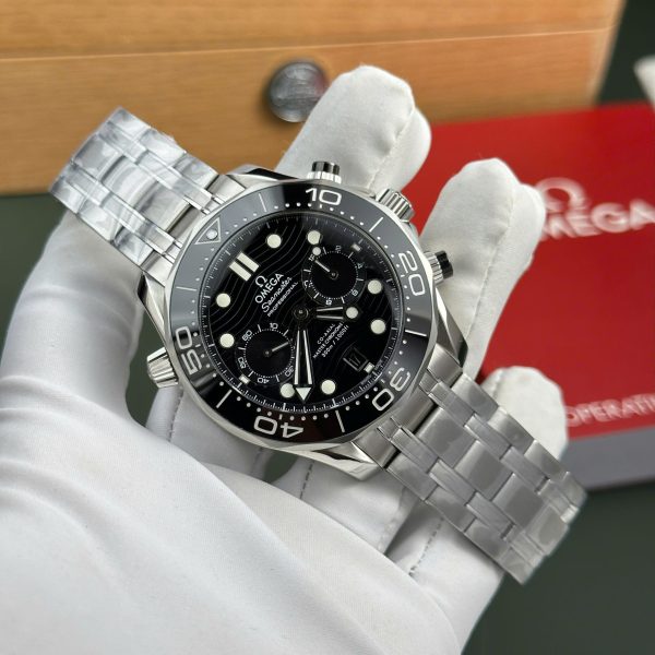 Đồng Hồ Omega Seamaster Diver 300M Chronograph Rep 11 Cao Cấp Mặt Đen Nhà Máy N1 44mm (2)