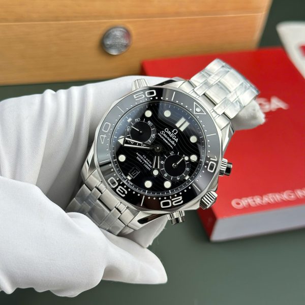 Đồng Hồ Omega Seamaster Diver 300M Chronograph Rep 11 Cao Cấp Mặt Đen Nhà Máy N1 44mm (2)