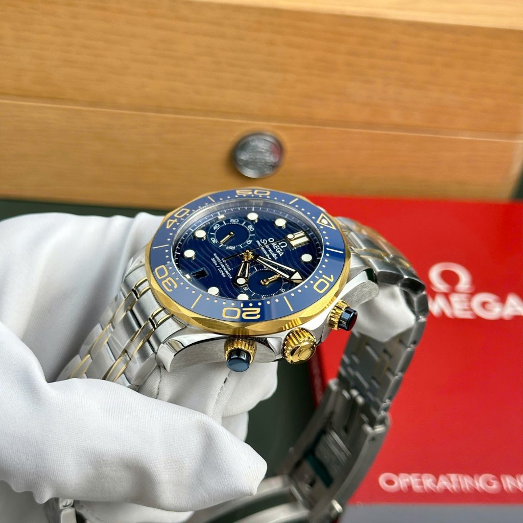 Đồng Hồ Omega Seamaster Diver 300M Chronograph Replica 11 Mặt Xanh Blue N1 Factory 44mm (2)