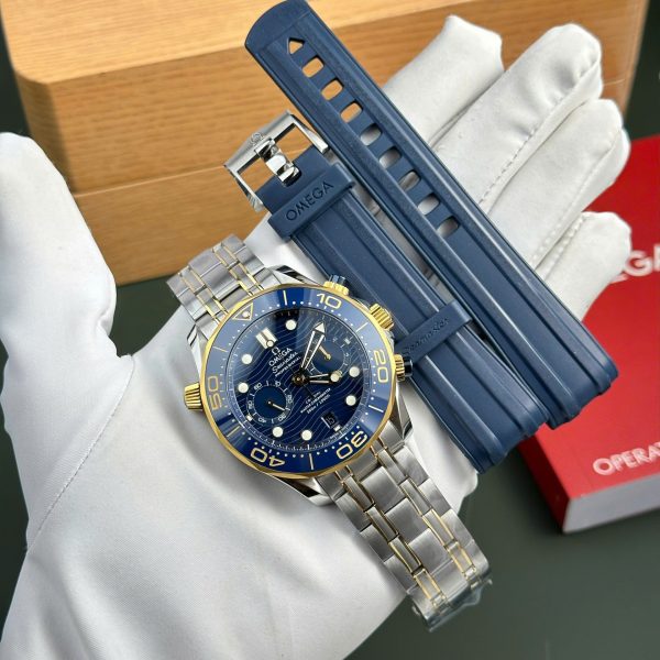 Đồng Hồ Omega Seamaster Diver 300M Chronograph Replica 11 Mặt Xanh Blue N1 Factory 44mm (2)