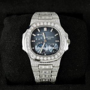 Đồng Hồ Patek Philippe Nautilus 5724 Chế Tác Đính Kim Cương Moissanite Baguette PPF 40mm (2)