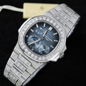 Đồng Hồ Patek Philippe Nautilus 5724 Chế Tác Đính Kim Cương Moissanite Baguette PPF 40mm (2)