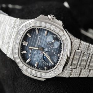 Đồng Hồ Patek Philippe Nautilus 5724 Chế Tác Đính Kim Cương Moissanite Baguette PPF 40mm (2)