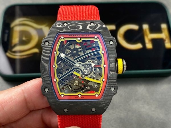 Đồng Hồ Richard Mille Chế Tác RM67-02 Vỏ Carbon Siêu Mỏng Trọng Lượng 37 Grams Màu Đỏ 38.7×47 (1)