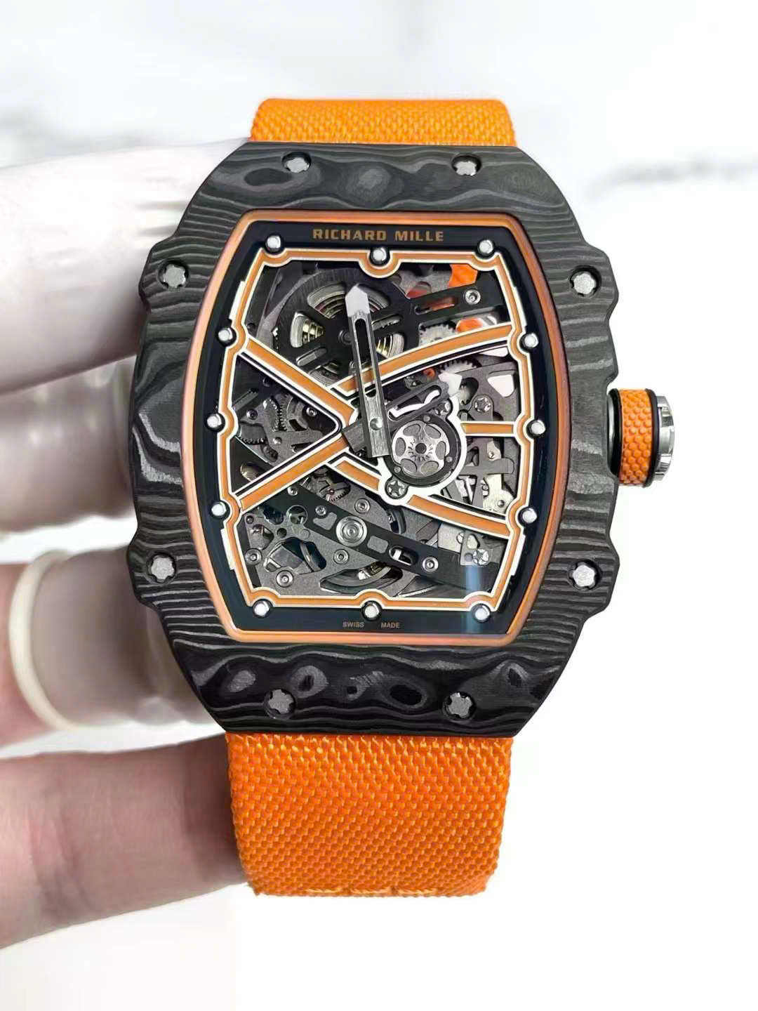 Đồng Hồ Richard Mille RM67-02 Carbon Tinh Chỉnh Trọng Lượng 37 Grams Siêu Nhẹ Màu Cam 38.7×47 (2)