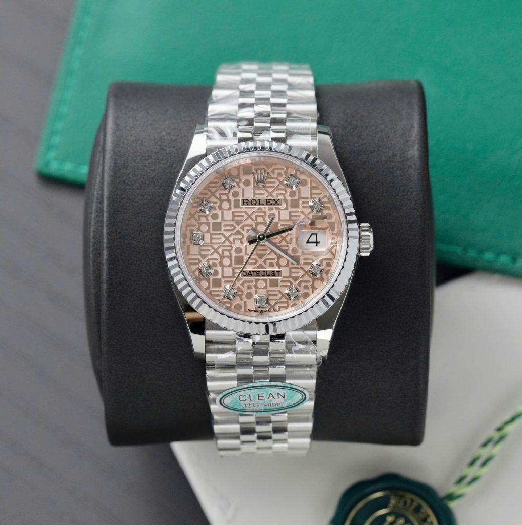 Đồng Hồ Rolex DateJust 126234 Rep 11 Cao Cấp Mặt Vi Tính Màu Hồng Nhà Máy Clean 36mm (2)