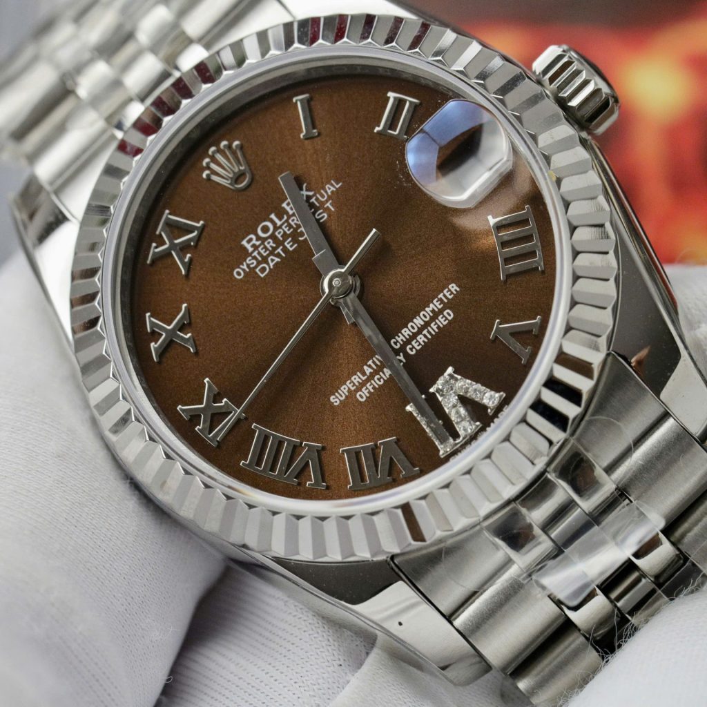 Đồng Hồ Rolex DateJust 178274 Replica 11 Mặt Nâu Cọc Số La Mã 31mm (2)