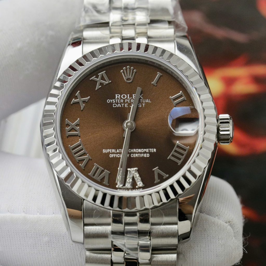 Đồng Hồ Rolex DateJust 178274 Replica 11 Mặt Nâu Cọc Số La Mã 31mm (2)