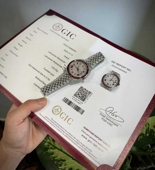 Đồng Hồ Rolex DateJust Chế Tác Ruby + Kim Cương Moissanite Hong Kong 41mm (2)