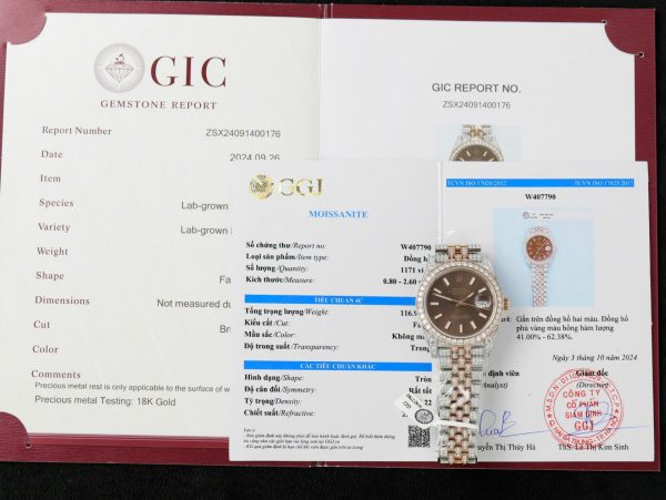 Đồng Hồ Rolex DateJust Mặt Chocolate Chế Tác Bọc Vàng Đính Kim Cương Moissanite 41mm (2)