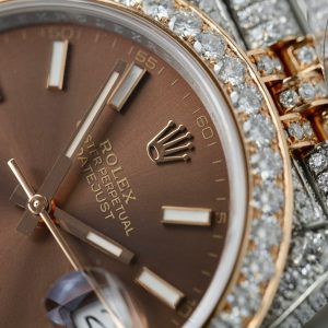 Đồng Hồ Rolex DateJust Mặt Chocolate Chế Tác Bọc Vàng Đính Kim Cương Moissanite 41mm (2)