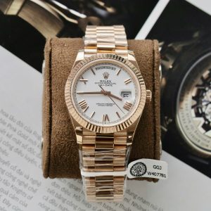 Đồng Hồ Rolex Day-Date Chế Tác Bọc Vàng Hồng Mặt Trắng Cọc Số La Mã 40mm (2)