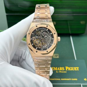 Đồng Hồ Audemars Piguet Royal Oak 15407 Replica 11 Màu Vàng Hồng Mặt Lộ Cơ Nhà Máy THB 41mm (2)