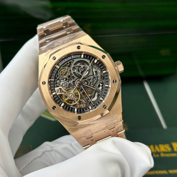 Đồng Hồ Audemars Piguet Royal Oak 15407 Replica 11 Màu Vàng Hồng Mặt Lộ Cơ Nhà Máy THB 41mm (2)