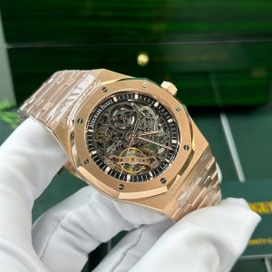 Đồng Hồ Audemars Piguet Royal Oak 15407 Replica 11 Màu Vàng Hồng Mặt Lộ Cơ Nhà Máy THB 41mm (2)