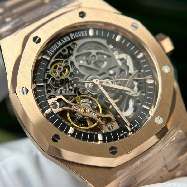 Đồng Hồ Audemars Piguet Royal Oak 15407 Replica 11 Màu Vàng Hồng Mặt Lộ Cơ Nhà Máy THB 41mm (2)