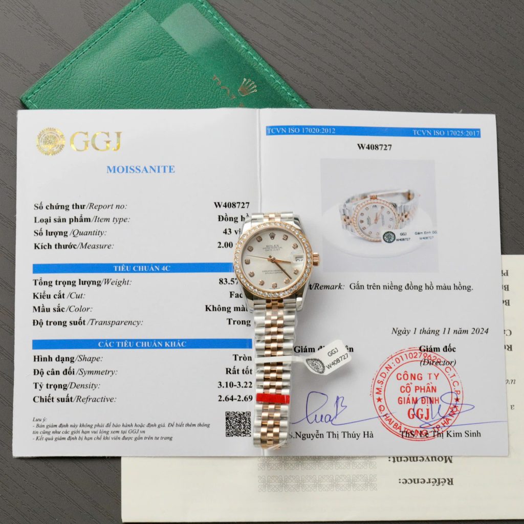 Đồng Hồ Chế Tác Rolex DateJust Nữ Đính Kim Cương Moissanite 31mm (2)