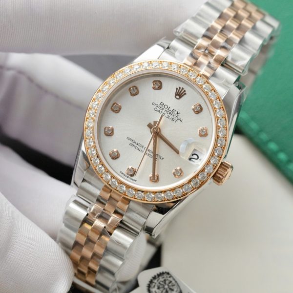 Đồng Hồ Chế Tác Rolex DateJust Nữ Đính Kim Cương Moissanite 31mm (2)