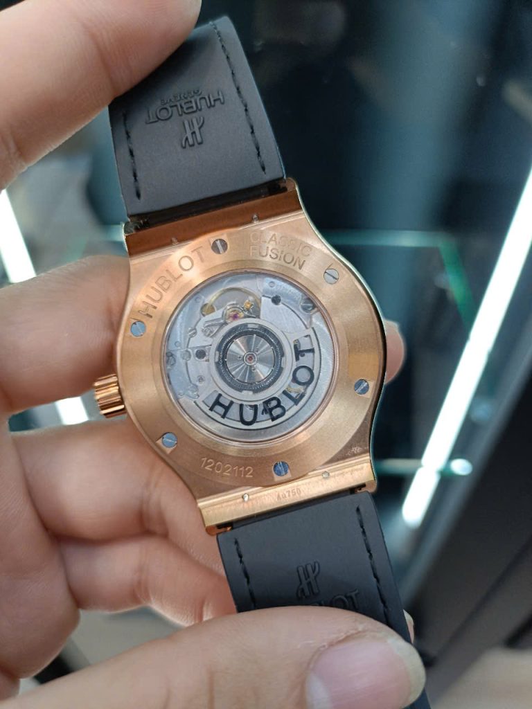 Đồng Hồ Cũ Hublot Replica Classic Fusion Mạ Vàng Hồng Dây Da Tinh Chỉnh 42mm 