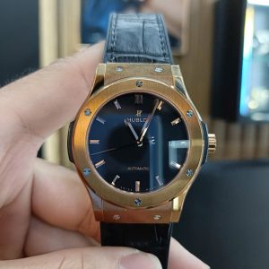 Đồng Hồ Cũ Hublot Replica Classic Fusion Mạ Vàng Hồng Dây Da Tinh Chỉnh 42mm