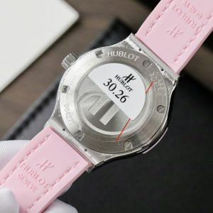 Đồng Hồ Hublot Classic Fusion Replica 11 Mặt Khảm Xà Cừ Màu Hồng Đính Full Đá Máy Pin 33mm (2)