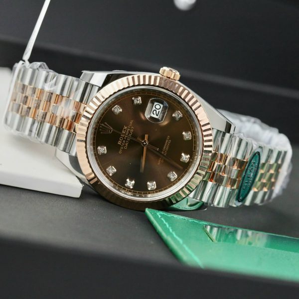 Đồng Hồ Rolex DateJust 126331 Mặt Số Chocolate Replica 11 Bọc Vàng Thật Nhà Máy Clean 41mm (2)