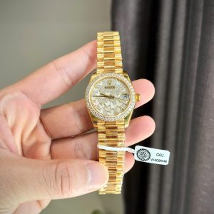 Đồng Hồ Rolex DateJust 278278 Mặt Số Butterfly Chế Tác Bọc Vàng Thật + Đính Kim Cương Moissanite 31mm (2)