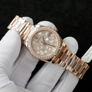 Đồng Hồ Rolex DateJust Nữ Chế Tác Bọc Vàng Đính Kim Cương Moissanite Hong Kong 31mm (2)