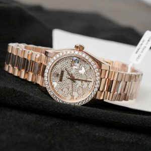 Đồng Hồ Rolex DateJust Nữ Chế Tác Bọc Vàng Đính Kim Cương Moissanite Hong Kong 31mm (2)