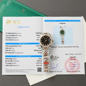 Đồng Hồ Rolex DateJust Rep 11 Cao Cấp Mặt Đen Viền Đính Kim Cương Moissanite 31mm (2)