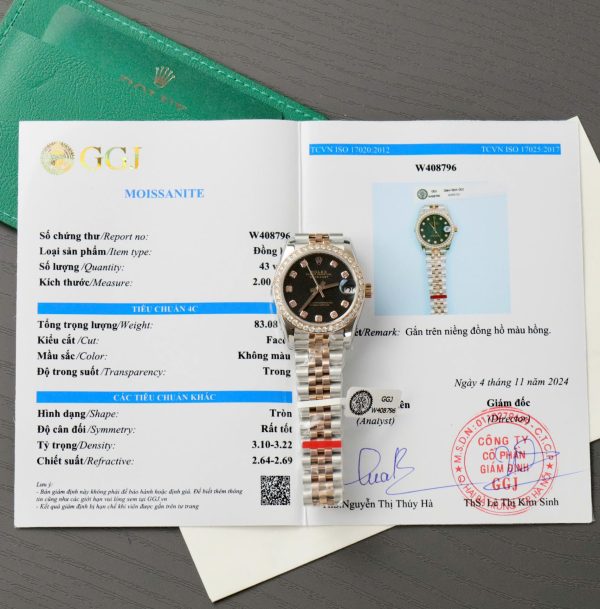 Đồng Hồ Rolex DateJust Rep 11 Cao Cấp Mặt Đen Viền Đính Kim Cương Moissanite 31mm (2)