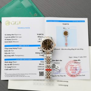 Đồng Hồ Rolex DateJust Replica 11 Mặt Chocolate Viền Đính Kim Cương Moissanite 31mm (2)