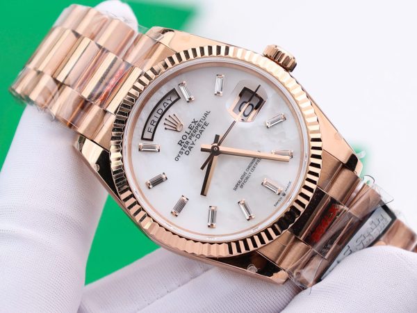 Đồng Hồ Rolex Day-Date 128238 Replica 11 Mặt MOP Tinh Chỉnh Trọng Lượng 158 Gram Nhà Máy QF 36mm (2)