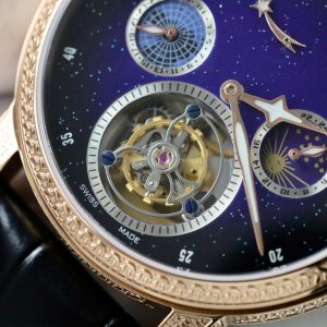 Đồng Hồ Vacheron Constantin Traditionnelle Tourbillon Replica 11 Dây Da Đen 42mm (2)