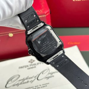 Đồng Hồ Cartier Santos Replica 11 Màu Đen Dây Cao Su Nhà Máy BV 39 (2)