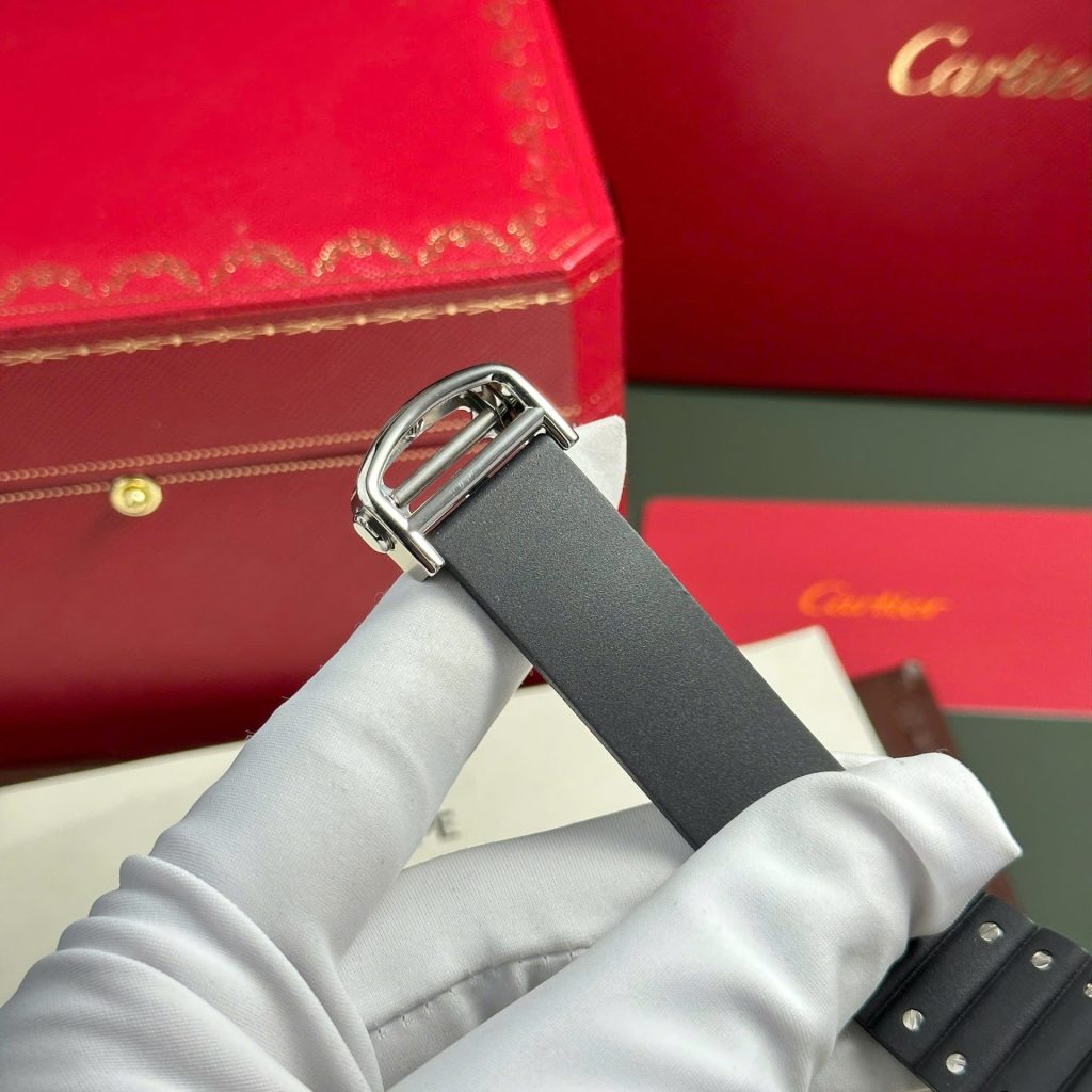 Đồng Hồ Cartier Santos Replica 11 Màu Đen Dây Cao Su Nhà Máy BV 39 (2)