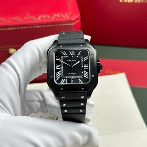 Đồng Hồ Cartier Santos Replica 11 Màu Đen Dây Cao Su Nhà Máy BV 39 (2)