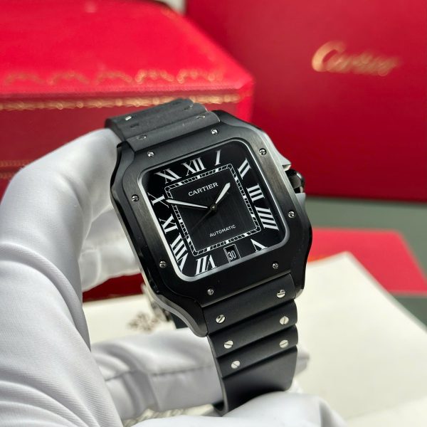 Đồng Hồ Cartier Santos Replica 11 Màu Đen Dây Cao Su Nhà Máy BV 39 (2)