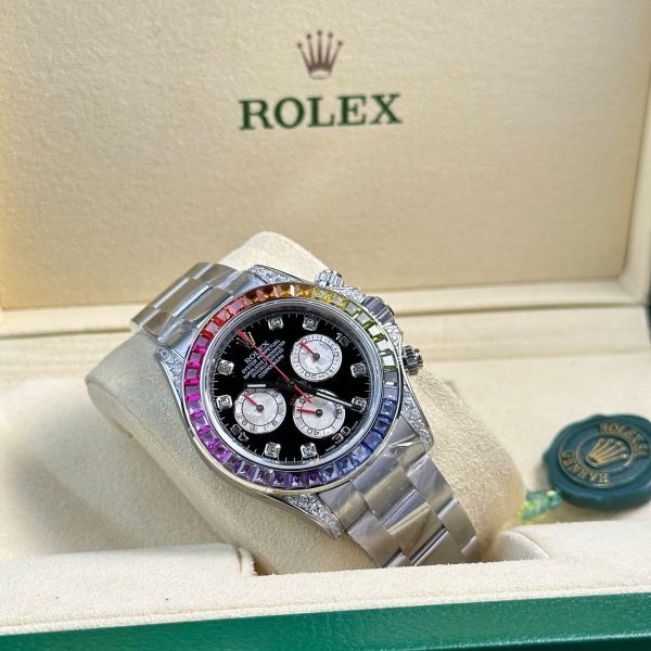 Đồng Hồ Rolex Chế Tác Daytona 116599 Rainbow Nam Dây Kim Loại Xưởng BT 40mm (1)