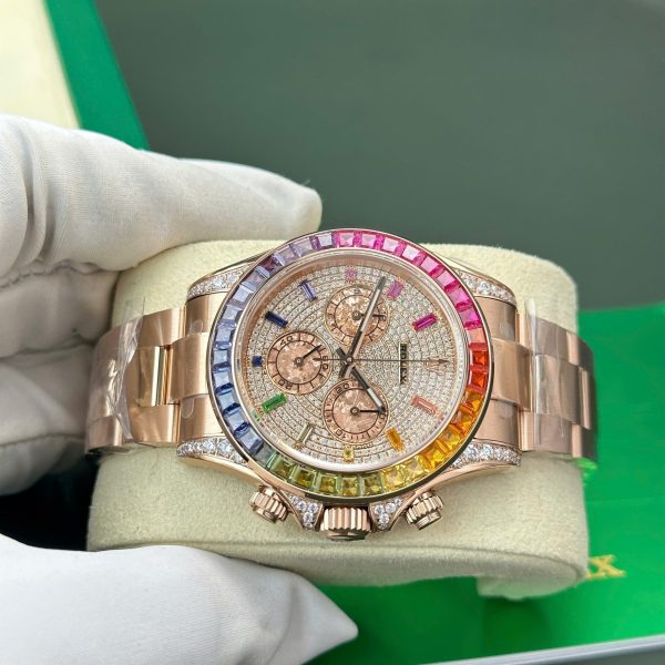 Đồng Hồ Rolex Daytona 116595 Rainbow Đính Full Đá Rep 11 Nhà Máy BT 40mm