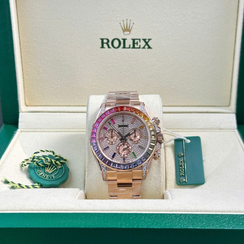 Đồng Hồ Rolex Daytona 116595 Rainbow Đính Full Đá Rep 11 Nhà Máy BT 40mm