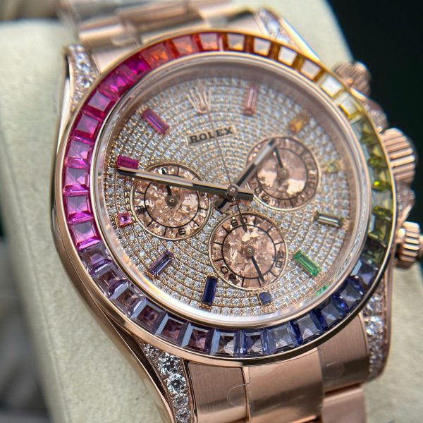 Đồng Hồ Rolex Daytona 116595 Rainbow Đính Full Đá Rep 11 Nhà Máy BT 40mm