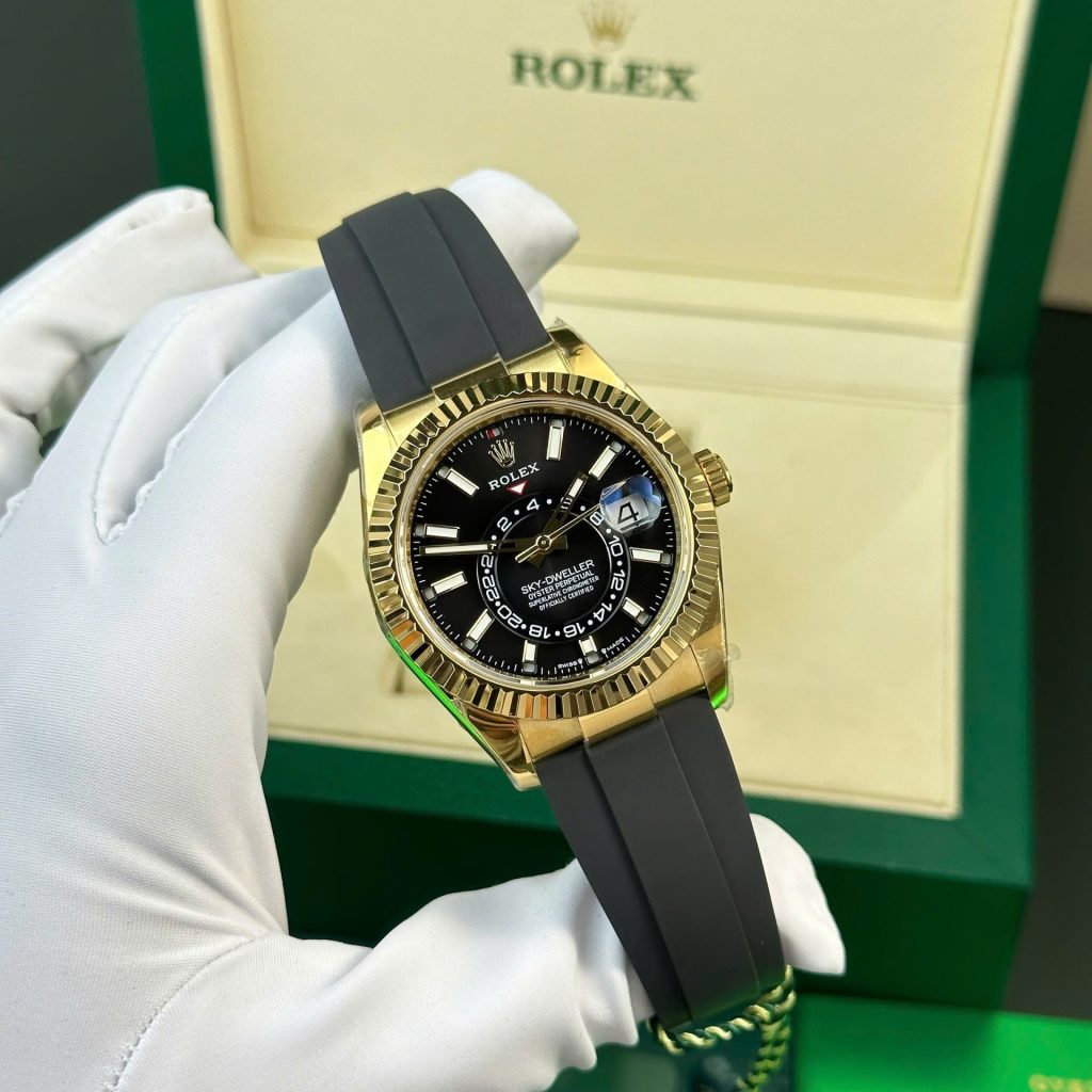 Đồng Hồ Rolex Sky-Dweller 326238 Mặt Đen Rep 11 Cao Cấp Trọng Lượng 190 Gram Nhà Máy ZF 42mm (2)