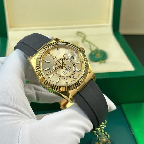 Đồng Hồ Rolex Sky-Dweller 326238 Mặt Vàng Chế Tác Trọng Lượng 190 Gram ZF Factory 42mm (2)