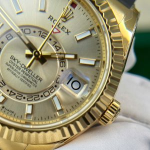 Đồng Hồ Rolex Sky-Dweller 326238 Mặt Vàng Chế Tác Trọng Lượng 190 Gram ZF Factory 42mm (6)