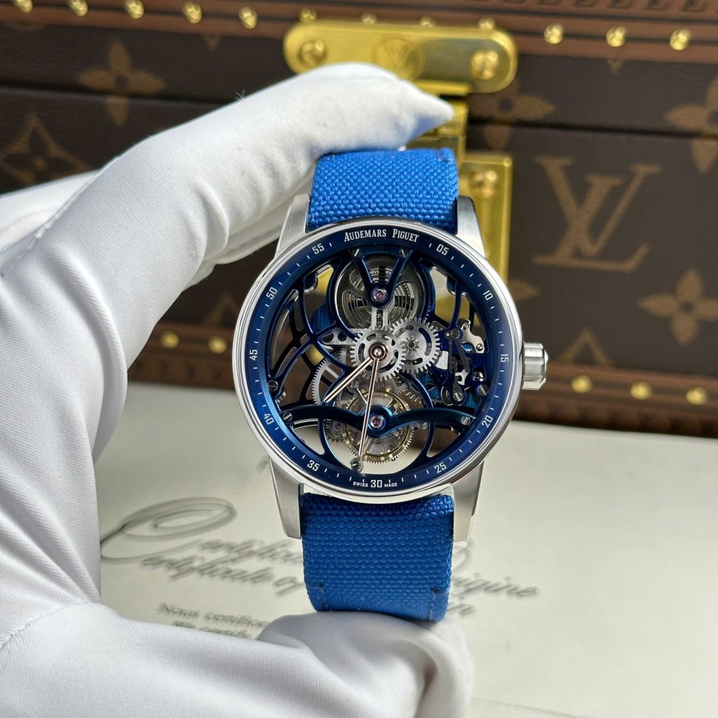 Đồng Hồ Audemars Piguet 26600 Tourbillon Openworked Replica 11 Màu Xanh 41mm (2)