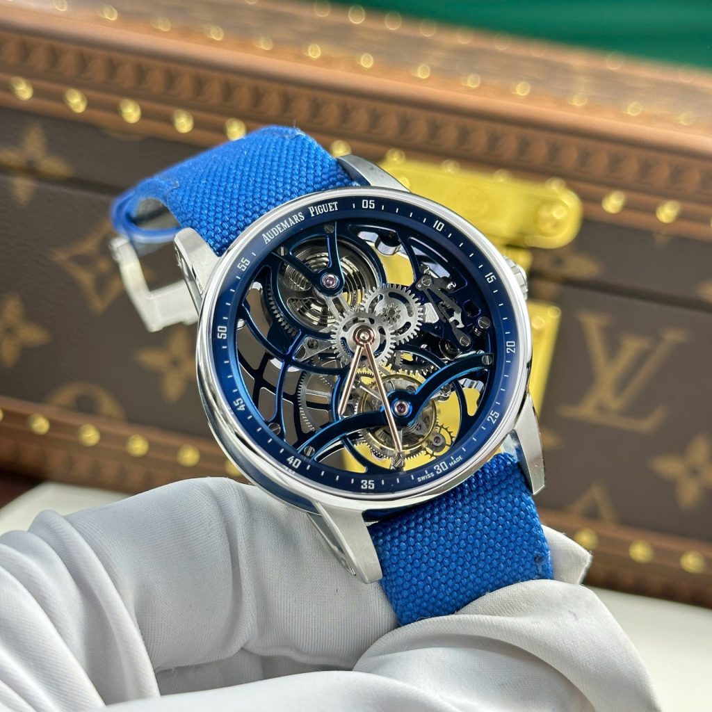 Đồng Hồ Audemars Piguet 26600 Tourbillon Openworked Replica 11 Màu Xanh 41mm (2)