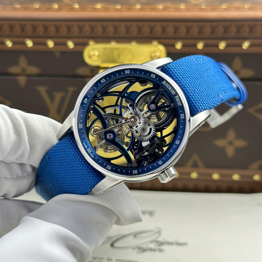 Đồng Hồ Audemars Piguet 26600 Tourbillon Openworked Replica 11 Màu Xanh 41mm (2)