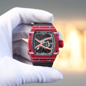 Đồng Hồ Cũ Richard Mille RM67-02 Fake Vỏ Carbon Đỏ Dây Cao Su 38.7x47.52mm