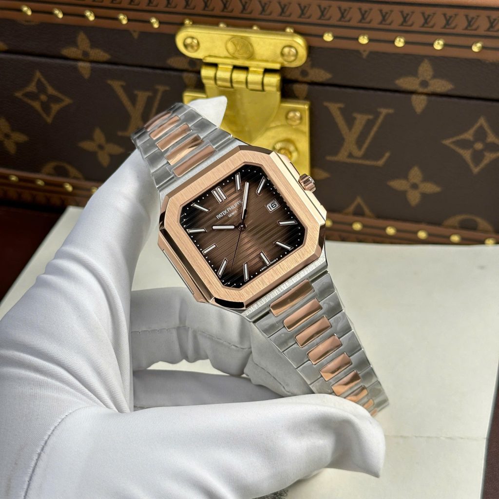 Đồng Hồ Patek Philippe Cubitus 5821 Demi Rose Gold Rep 11 Mặt Chocolate Nhà Máy TW 45mm (2)